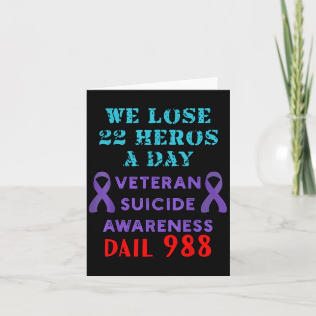 Cartão We Lose 22 Heros A Day Veteran Suicide Prevention  (Frente)