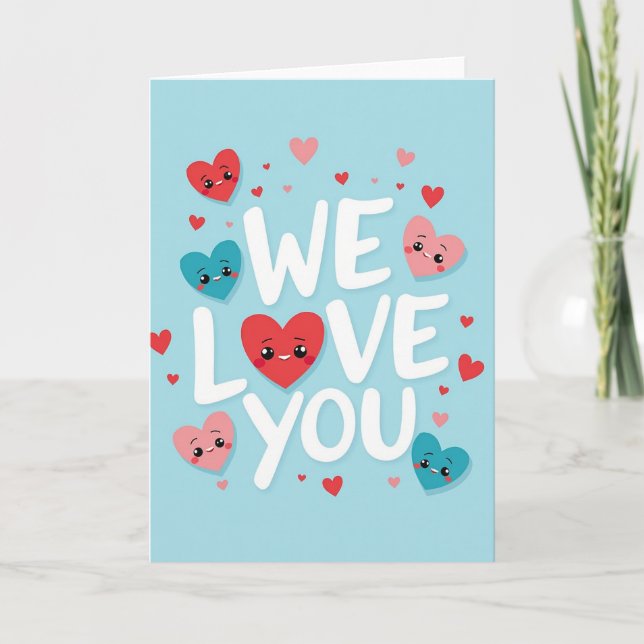 Cartão We Love You Sky Blue Hearts Card (Frente)