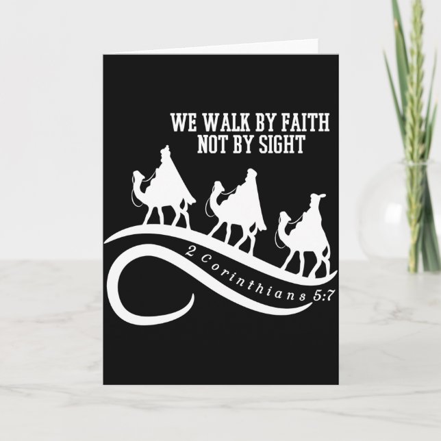 Cartão We Walk By Faith Not By Sight Christian Christmas  (Frente)