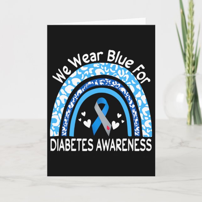 Cartão We Wear Blue For Diabetes Awareness Rainbow Leopar (Frente)