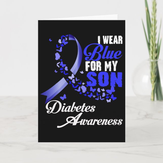 Cartão Wear Blue For My Son T1d Diabetes Awareness Blue R (Frente)