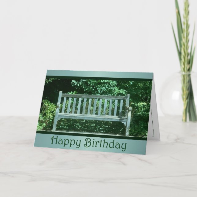 Cartão Weathered Park Bench Birthday Card (Frente)