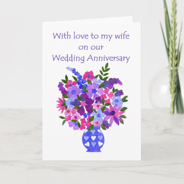 Cartão Wedding Anniversary Card for Wife - Flower Power (Frente)