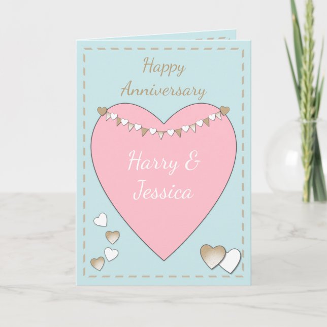 Cartão Wedding Anniversary pink shabby chic greeting (Frente)