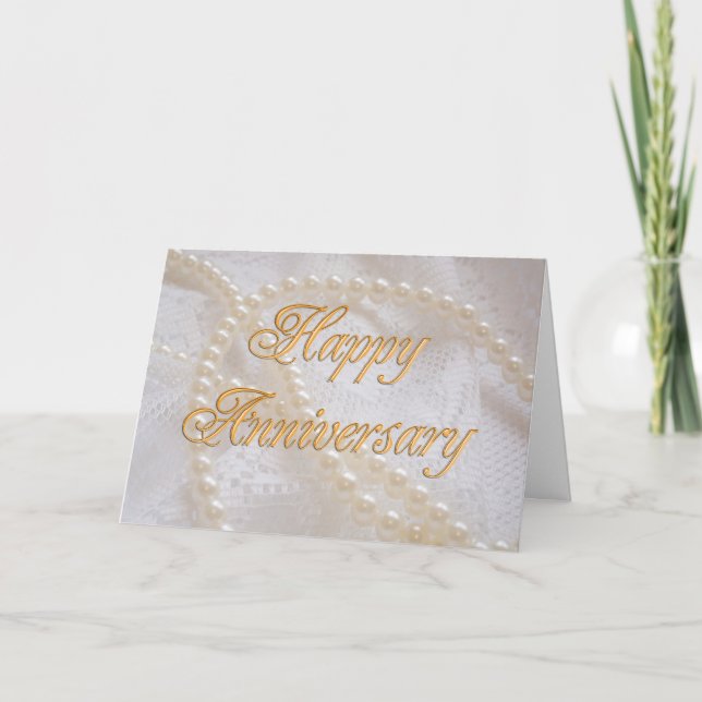 Cartão Wedding anniversary with lace and pearls (Frente)