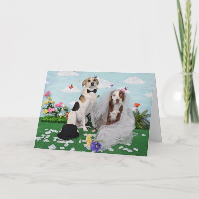 Cartão Wedding card, photo of 2 dogs on wedding day (Frente)