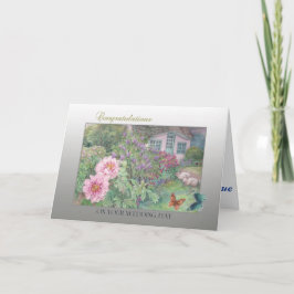 Cartão Wedding Congratulations Butterfly & Garden