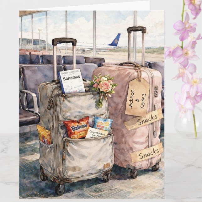 Cartão Wedding Congratulations Honeymoon Trip Snacks Card (Criador carregado)