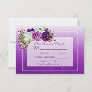 Cartão Wedding elegante do buquê RSVP do rosa do