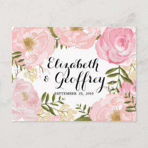 Cartão Wedding floral do rosa moderno RSVP do