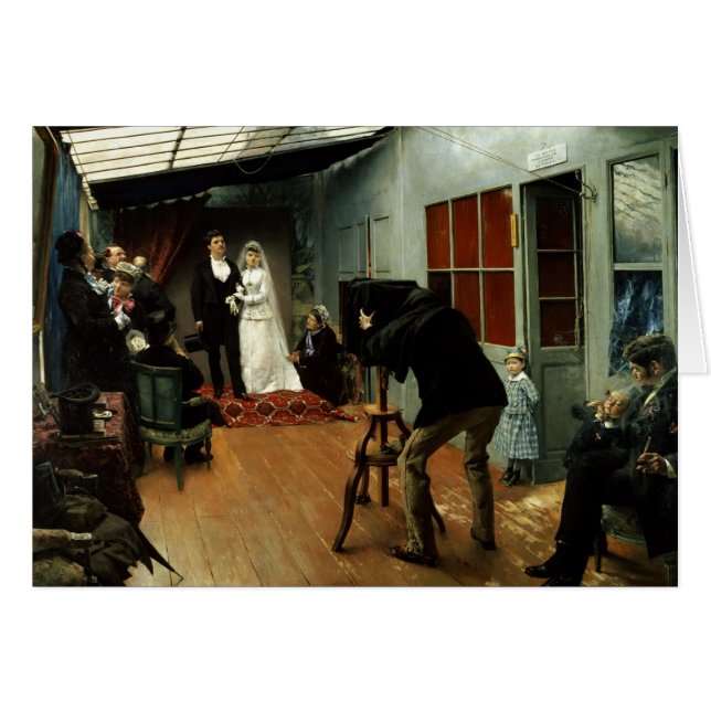 Cartão Wedding no fotógrafo, 1878-9 (Frente Horizontal)