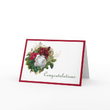 Wedding Red Roses Congratulations Card