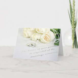 Cartão Wedding Rings and Roses on Invitation