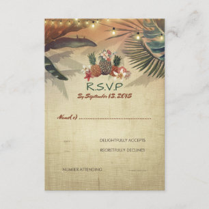 Cartão Wedding rústico das palmas RSVP do abacaxi