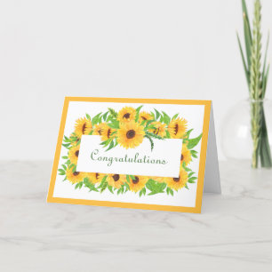 Cartão Wedding Yellow Sunflowers Congratulations Card