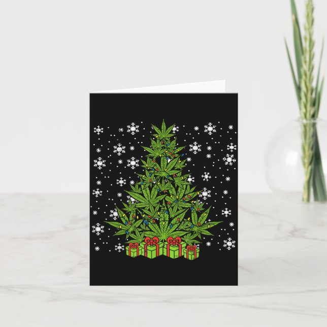 Cartão Weed Christmas Tree Funny Xmas T Men Women  (Frente)