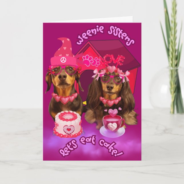 Cartão Weenie Sisters Vamos Eat Cake Greeting Card (Frente)