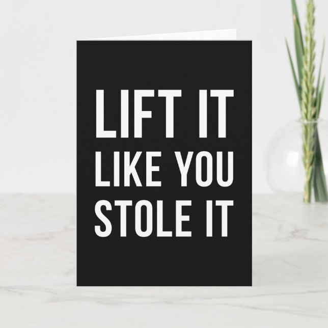 Cartão Weightlifting Gym Quote Lift It Black White (Frente)