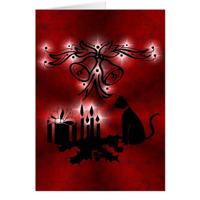 Cartão Weihnachts Ornamente mit Sterne und Katze (Frente)