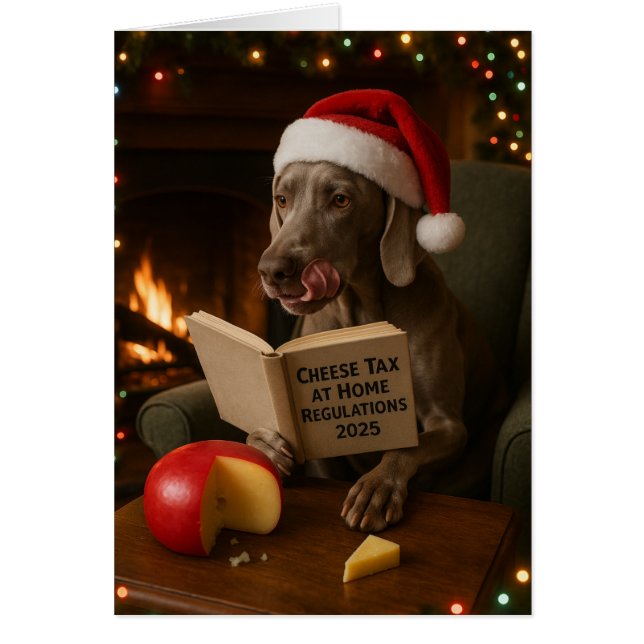 Cartão Weimaraner 'Cheese Tax' Christmas card (Frente)