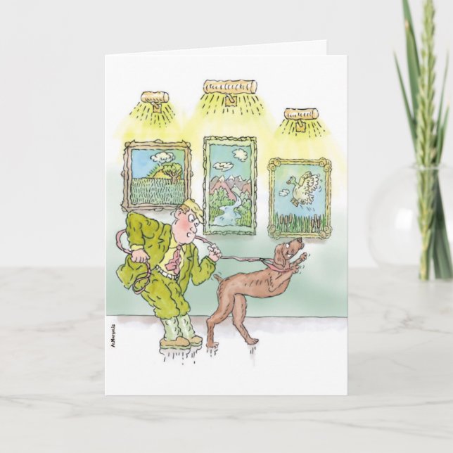 Cartão Weimaraner Engraçado Aniversário na Galeria de Art (Frente)