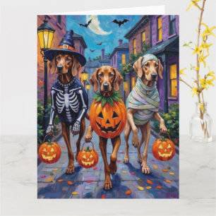 Cartão Weimaraner fazendo doces ou travessuras em fantasi