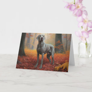 Cartão Weimaraner no Outono Folhas Caídas Inspiram