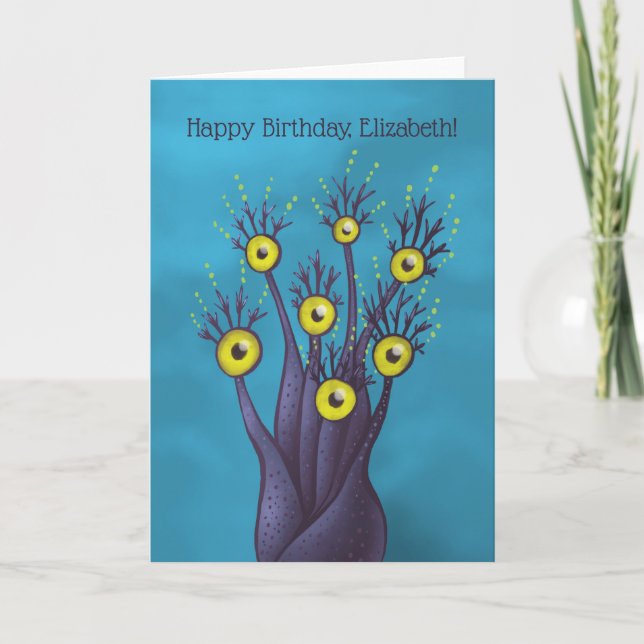 Cartão Weird Cool Tree Monster Name Birthday (Frente)