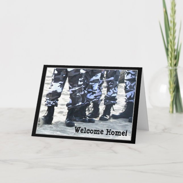 Cartão Welcome Home Military boots greeting card (Frente)
