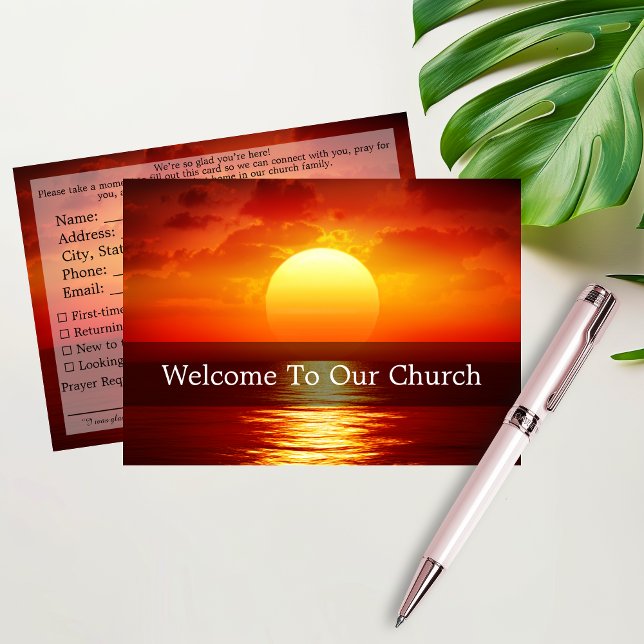 Cartão Welcome To Our Church Visitors Big Sunset (Welcome To Our Church Visitors Big Sunset Card)