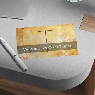 Cartão Welcome To Our Church Visitors Gold Cross