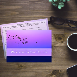 Cartão Welcome To Our Church Visitors Purple Sunset
