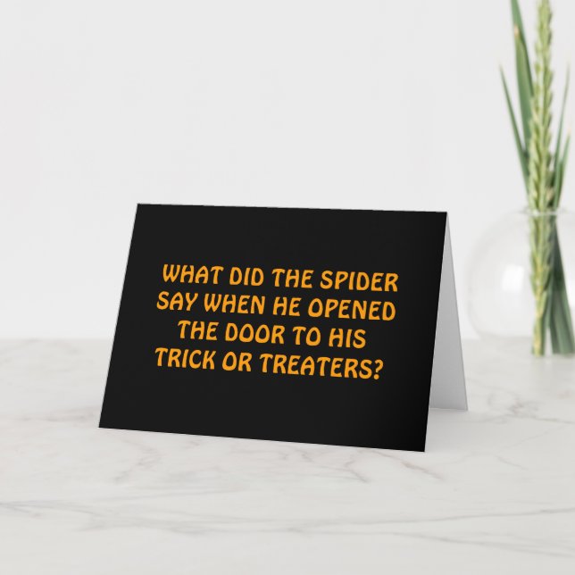 CARTÃO "WELCOME TO OUR WEB" SAYS THE SPIDER ON HALLOWEEN (Frente)