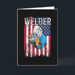 Cartão Welder Vintage USA American Flag Welding<br><div class="desc">A vintage grunge distressed novelty welder design for welder with welding skills. A Welding design is the perfect gift for that person in your life that makes a living as a Welder.</div>