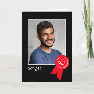Cartão Well Done Red Rosette, Custom Photo - Personalized