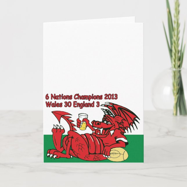 Cartão Welsh Dragon, 6 Nações Champions, País de Gales/In (Frente)