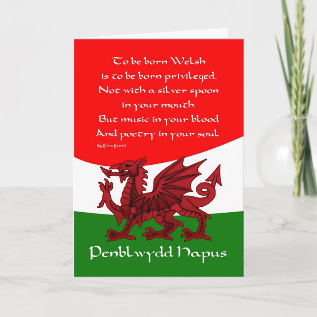 Cartão Welsh Dragon Birthday Card - Poem by Brian Harris (Frente)