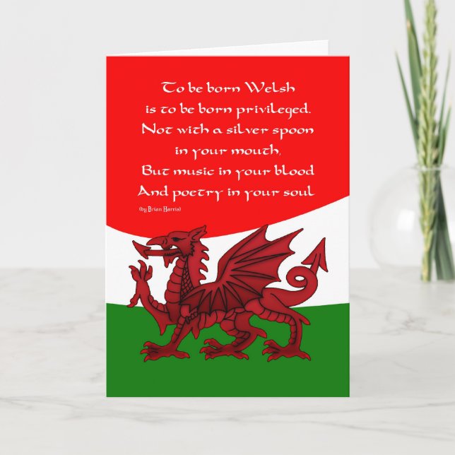 Cartão Welsh Dragon Card - Poem by Brian Harris (Frente)
