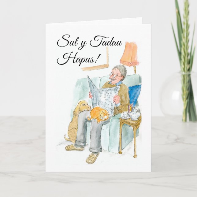 Cartão Welsh Greeting, Fun Father's Day Card (Frente)