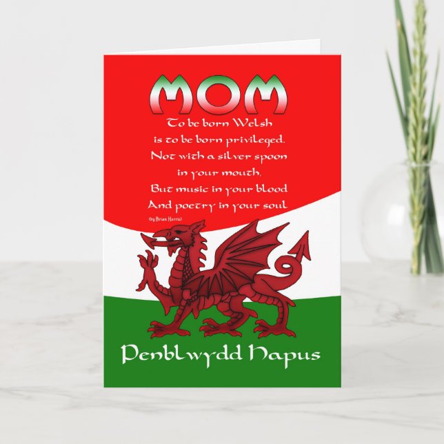 Cartão Welsh Mom Birthday Card - Poem By Brian Harris (Frente)