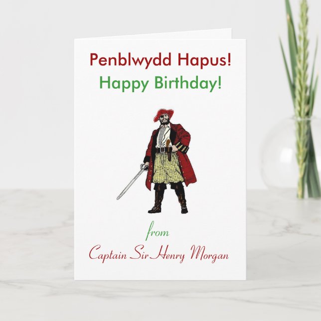 Cartão Welsh Pirate Birthday Greeting (Frente)