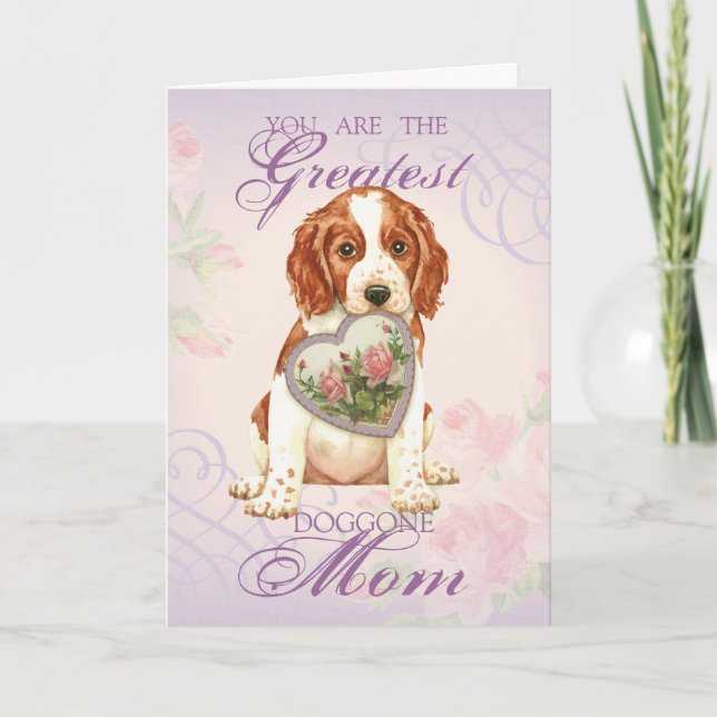 Cartão Welsh Springer Spaniel Heart Mãe (Frente)