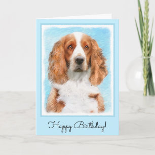 Cartão Welsh Springer Spaniel Painting - Arte Original De