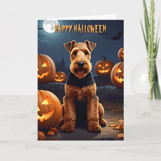 Cartão Welsh Terrier Halloween (Frente)