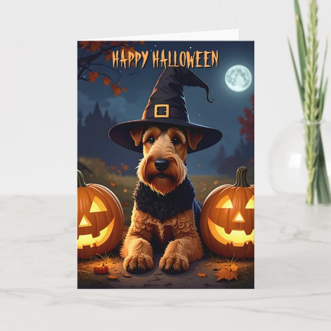 Cartão Welsh Terrier Halloween (Frente)