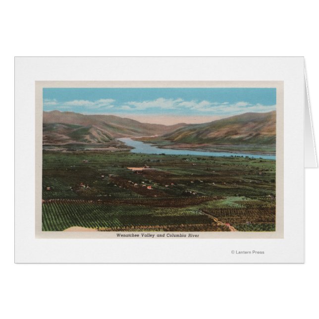 Cartão Wenatchee, WAView of Valley & Columbia River (Frente Horizontal)