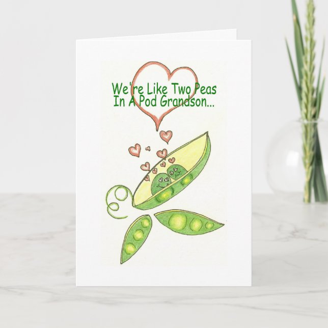 Cartão We're Like Two Peas In A Pod Grandson Greeting (Frente)