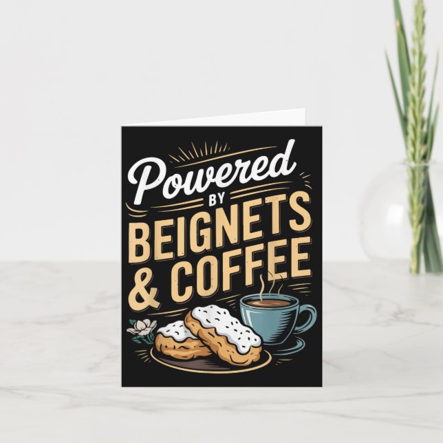 Cartão Wered By Beignets And Coffee Funny New Orleans Quo (Frente)