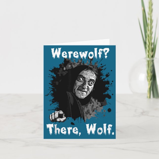 Cartão Werewolf_ There, Wolf. Funny Abby Normal Retro Com (Frente)