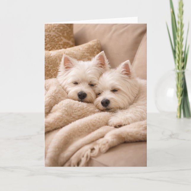 Cartão West Highland Terrier Valentine Card – Cozy Westie (Frente)
